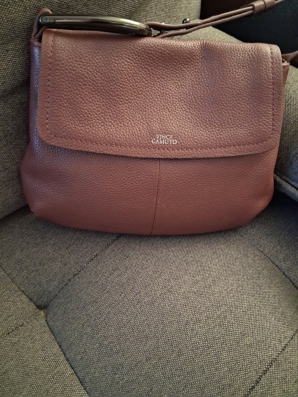 Vince Camuto Pebbled Leather Shoulder Bag in Mauve